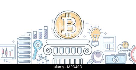 Bitcoin business-bunte design Stil Abbildung Stock Vektor