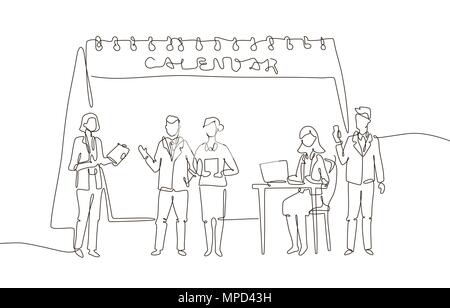 Business Meeting - eine Zeile Design Illustration Stock Vektor