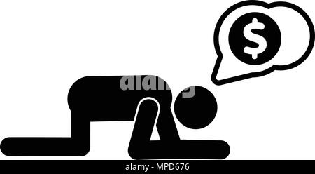 Ein frustrierter Mann Vektorsymbol, auf weißem Hintergrund Stock Vektor