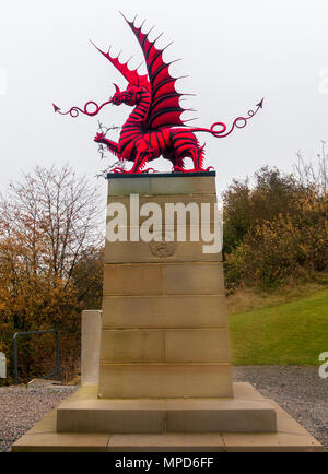 Mametz Holz, Somme, Frankreich - Der Drache Denkmal für die Waliser 38th Divison, die das Holz während der Schlacht an der Somme im Juli 1916 angegriffen Stockfoto