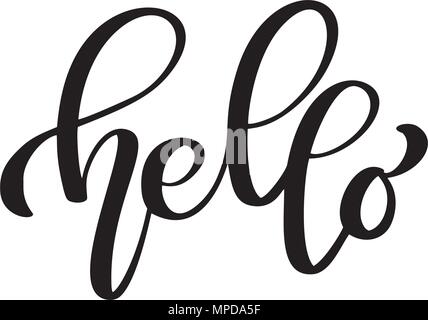 Hallo zitat Nachricht Blase. Kalligrafische einfaches Logo Einführung Stil. Vector Illustration. Einfaches schwarzes und weißes Schild Schriftzug Stock Vektor