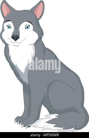 Cartoon Wolf auf weißem Hintergrund Stock Vektor