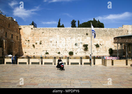 Jerusalem, Israel - 16. Mai 2018: Blick auf die Klagemauer in Jerusalem, Israel. Stockfoto