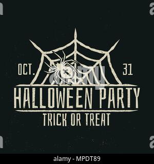 Halloween Party vintage Abzeichen. Konzept für Hemd oder Logo, Print, Stempel. Spinne und Web. Halloween Typografie design-Vektor. Stock Vektor