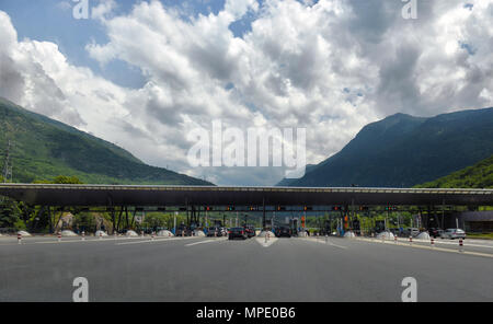 Frankreich, 23 YULY, 2016, Checkpoint auf der Autobahn Maut, Frankreich, 23 YULY, 2016 Stockfoto