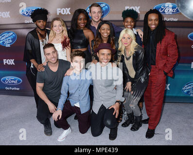 Quentin Alexander, Clark Beckham, Sarina-Joi Crowe, Adanna Duru, Nick Fradiani, Jax, Tyanna Jones, qaasim Middleton, Rayvon Owen, Daniel Seavey und Maddie Walker 161 bei der American Idol XIV Finalisten Partei 2015 Der Bezirk Restaurant in Los Angeles. Quentin Alexander, Clark Beckham, Joey Cook, Sarina-Joi Crowe, Adanna Duru, Nick Fradiani, Jax, Tyanna Jones, qaasim Middleton, Rayvon Owen, Daniel Seavey und Maddie Walker 161 Veranstaltung in Hollywood Leben - Kalifornien, Red Carpet Event, USA, Filmindustrie, Prominente, Fotografie, Bestof, Kunst, Kultur und Unterhaltung, Topix prominente Mode Stockfoto