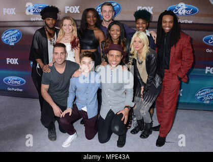 Quentin Alexander, Clark Beckham, Joey Cook, Sarina-Joi Crowe, Adanna Duru, Nick Fradiani, Jax, Tyanna Jones, qaasim Middleton, Rayvon Owen, Daniel Seavey und Maddie Walker 162 an der American Idol XIV Finalisten Partei 2015 Der Bezirk Restaurant in Los Angeles. Quentin Alexander, Clark Beckham, Joey Cook, Sarina-Joi Crowe, Adanna Duru, Nick Fradiani, Jax, Tyanna Jones, qaasim Middleton, Rayvon Owen, Daniel Seavey und Maddie Walker 162 Veranstaltung in Hollywood Leben - Kalifornien, Red Carpet Event, USA, Filmindustrie, Prominente, Fotografie, Bestof, Kunst, Kultur und Unterhaltung, Topix Celebriti Stockfoto