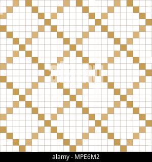 Gold und Weiß geometrischen Hintergrund. Fliese Muster Vektor. Stock Vektor