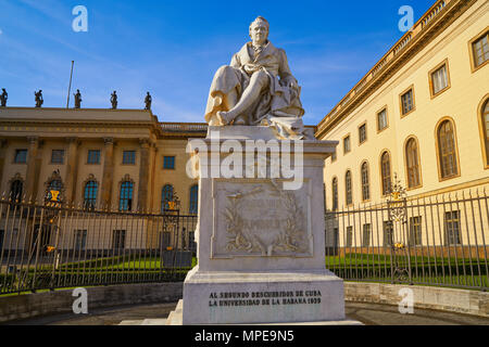 Berlin Alexander von Humboldt Denkmal in Deutschland zweite Mann wer Kuba entdeckt Stockfoto