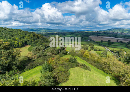 Blick von Montgomery Schloss, Powys, Wales, Europa. Stockfoto