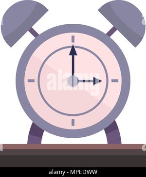 Flache Wecker auf Tabelle mit isolierten weißen Vector Illustration Stock Vektor