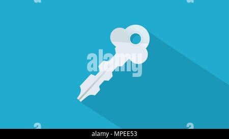 Flachstahl Schlüssel mit blauem Hintergrund Vektor. Stock Vektor