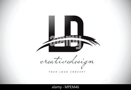 LD L D schreiben Logo Design mit Swoosh und Schwarzen Pinselstrich. Modern Creative Pinselstrich Buchstaben Vektor Logo Stock Vektor