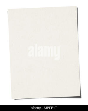 Weißes Blatt Papier auf weißem Hintergrund Stockfoto