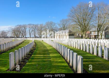 Friedhof, britischen Soldatenfriedhof, Sanctuary Holz Friedhof, den Ersten Weltkrieg, Ieper, Westflandern, Belgien Stockfoto