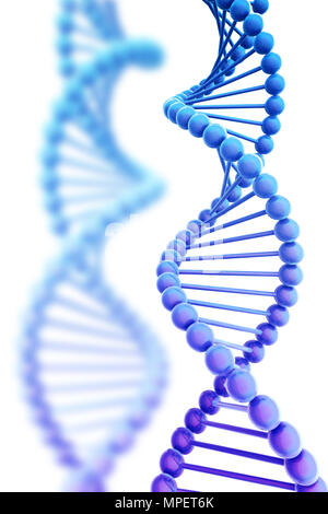DNA-Helix Hintergrund isoliert auf Weiss 3D-Darstellung Stockfoto