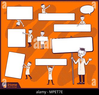 2. Tonart Forschung Arzt alte Männer set 13. Stock Vektor