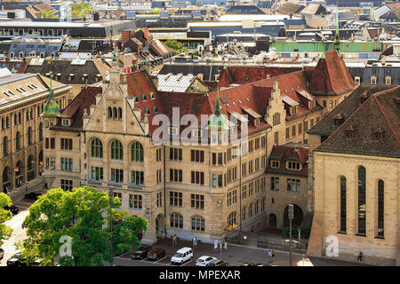 Zürich, Schweiz - 2 September, 2016: Dächer Blick auf Stadthaus im Stadtzentrum von Zürich, Schweiz. Stockfoto