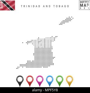 Vektor gepunktete Karte von Trinidad und Tobago. Silhouette von Trinidad und Tobago. Flagge von Trinidad und Tobago. Karte Markierungen Stock Vektor