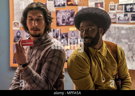 RELEASE Datum: August 10, 2018 TITEL: BlacKkKlansman STUDIO: Focus Features Regie: Spike Lee PLOT: Ron Stallworth, einen Afrikaner Polizeioffizier aus Colorado, gelungen, das lokale Ku Klux Klan zu infiltrieren und wurde der Leiter des lokalen Kapitel. STARRING: ADAM TREIBER Sterne wie Flip Zimmerman und JOHN DAVID WASHINGTON als Ron Stallworth. (Bild: © Focus Features/Entertainment Bilder) Stockfoto