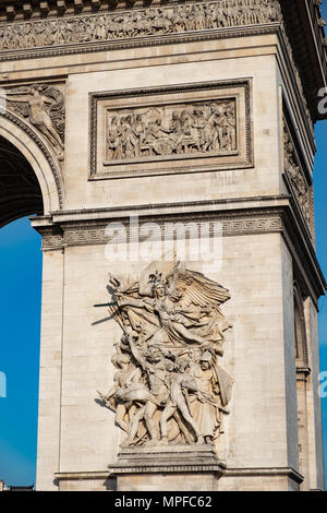 Details zu den Arc de Triomphe in Paris. Stockfoto