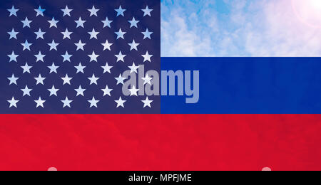 Vektor Bild von Amerika und der Russischen einzelne Flagge Stockfoto