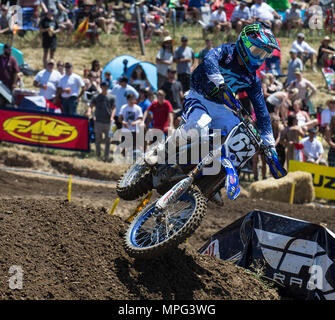 Rancho Cordova, CA. 19 Mai, 2018. #62 Justin Cooper kommt die Wende 20 Während der Lucas Oil Pro Motocross Meisterschaft 250 ccm-Klasse moto #1 bei Hangtown Motocross Classic Rancho Cordova, CA Thurman James/CSM/Alamy leben Nachrichten Stockfoto