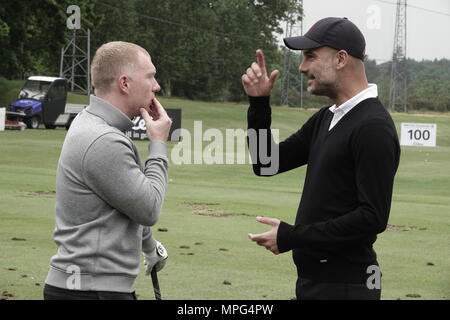 23. Mai, 2018 Pep Guardiola, Manchester City Football Club Trainer, spielt Golf an der BMW/PGA Championship in Wentworth, Surrey, Großbritannien Stockfoto