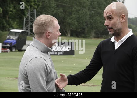 23. Mai, 2018 Pep Guardiola, Manchester City Football Club Trainer, spielt Golf an der BMW/PGA Championship in Wentworth, Surrey, Großbritannien Stockfoto
