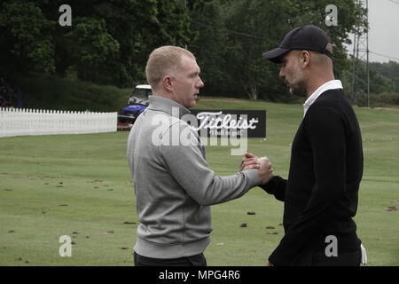 23. Mai, 2018 Pep Guardiola, Manchester City Football Club Trainer, spielt Golf an der BMW/PGA Championship in Wentworth, Surrey, Großbritannien Stockfoto