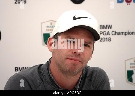 Wentworth Club, Surrey, UK., 23 Mai, 2018 PAUL CASEY, oberen englischen Golfspieler Gespräche sein Spiel und seine Chancen für diese Woche in den Medien am BMW ProAM Golf PGA Championship. Credit: Motofoto/Alamy leben Nachrichten Stockfoto