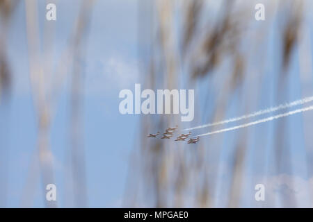 Ocean City, Maryland, USA. 23. Mai 2018. Die Royal Canadian Forces Snowbirds airborne Akrobatik Team fliegen in Formation während einer Demonstration in Ocean City, Maryland am 23. Mai 2018. 23 Mai, 2018. Credit: Alex Edelman/ZUMA Draht/Alamy leben Nachrichten Stockfoto