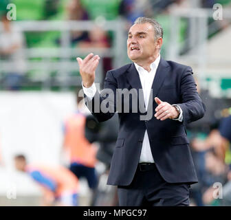 Budapest, Ungarn. 23 Mai, 2018. Head Coach Attila Pinter von Puskas Akademia FC reagiert während der Ungarischen Cup Finale zwischen Puskas Akademia-FC und FC am Groupama Arena am 23. Mai 2018 in Budapest, Ungarn. Credit: Laszlo Szirtesi/Alamy leben Nachrichten Stockfoto