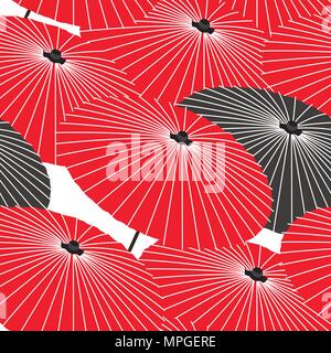 Rote Regenschirm Muster Hintergrund Vektor. Stock Vektor