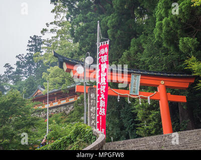 Torii-tor Kennzeichnung die letzte Annäherung zu Kumano Nachi Taisha, Schrein, Nachi, Präfektur Wakayama, Japan Stockfoto