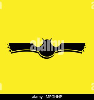 Schwarze fledermaus Logo mit gelbem Hintergrund Vector Illustration. Einfache bat Symbol design Stock Vektor