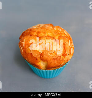 Muffins in Silikon Dosen auf einem blauen Hintergrund Stockfoto