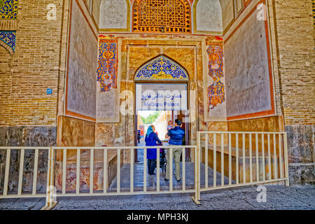 Isfahan Ali Qapu Palast Eingang Stockfoto