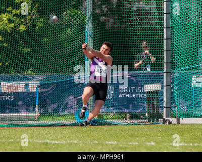 In Loughborough, England, 20, Mai, 2018. Peter Cassidy konkurrieren in der Men's Hammer während der LIA Loughborough Internationalen Leichtathletik jährliche meeti Stockfoto