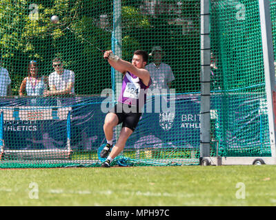 In Loughborough, England, 20, Mai, 2018. Peter Cassidy konkurrieren in der Men's Hammer während der LIA Loughborough Internationalen Leichtathletik jährliche meeti Stockfoto