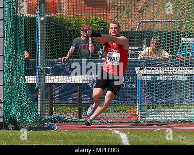 In Loughborough, England, 20, Mai, 2018. Osian Jones konkurrieren in der Men's Hammer Stockfoto