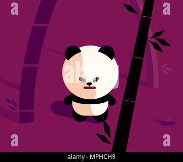 Cute cartoon Panda in Bambus Wald Abbildung. Design panda Charakter mit Bambus Hintergrund. Panda im Dschungel. Stockfoto