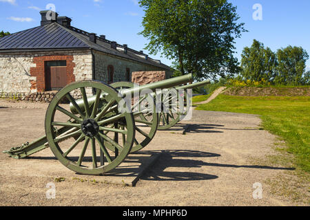 Alte Kanonen des Ersten Weltkrieges. Lappeenranta, Finnland Stockfoto