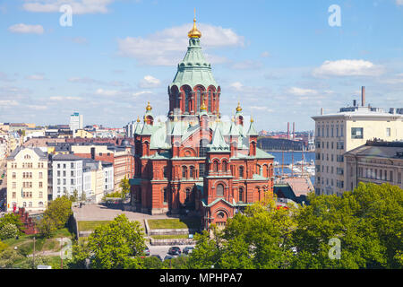Helsinki, Finnland. Uspenski Kathedrale. Orthodoxe Kathedrale, gewidmet der Entschlafung der Gottesgebärerin, wurde 1862-1868 gebaut Stockfoto