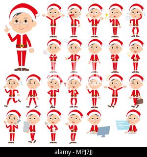 Satz von verschiedenen Posen von Santa Claus Kostüm Vati 1 Stock Vektor
