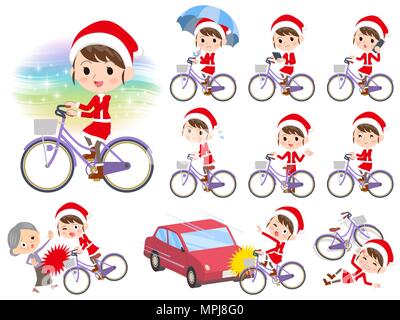 Satz von verschiedenen Posen von Santa Claus Kostüm mom city Fahrrad Stock Vektor