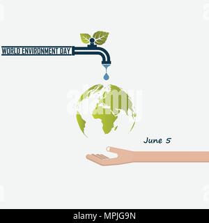 Tag der Umwelt Konzept Vektor logo Vorlage. Juni 5st World Environment Day Konzept. Tag der Umwelt Bewusstsein Idee Kampagne. Vektor Stock Vektor