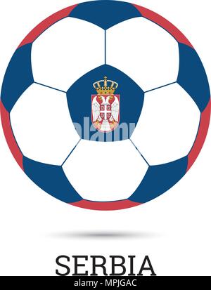 Fußball mit dem Serbischen Nationalen Farben und Wappen Vector Illustration Stock Vektor