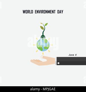 Tag der Umwelt Konzept Vektor logo Vorlage. Juni 5st World Environment Day Konzept. Tag der Umwelt Bewusstsein Idee Kampagne. Vektor Stock Vektor