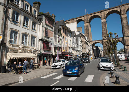 Morlaix mit der Viadukt angezeigt, Finistère, Bretagne, Frankreich. Stockfoto